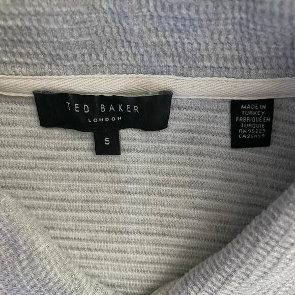 Ted Baker Size 5 US XL Zipper Polo Short Sleeve Shirt Textured Striped - Picture 3 of 4